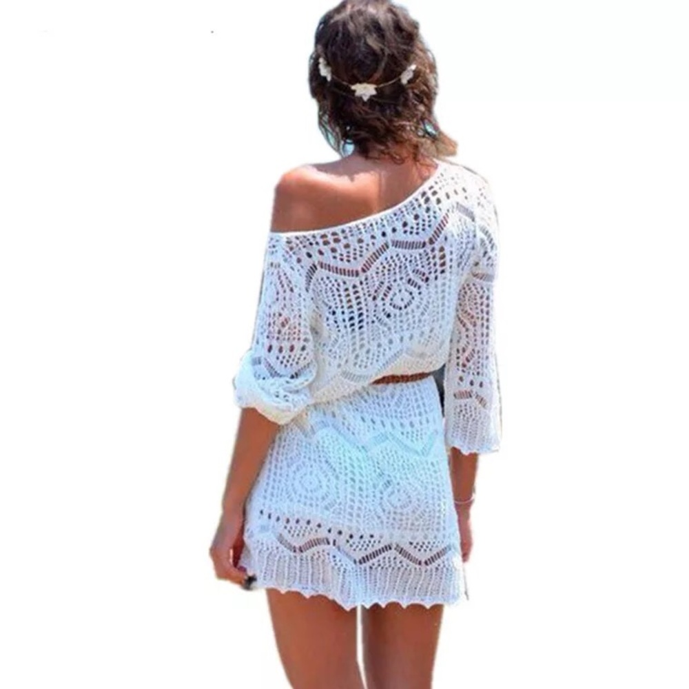 Belted Creamy beach coverups